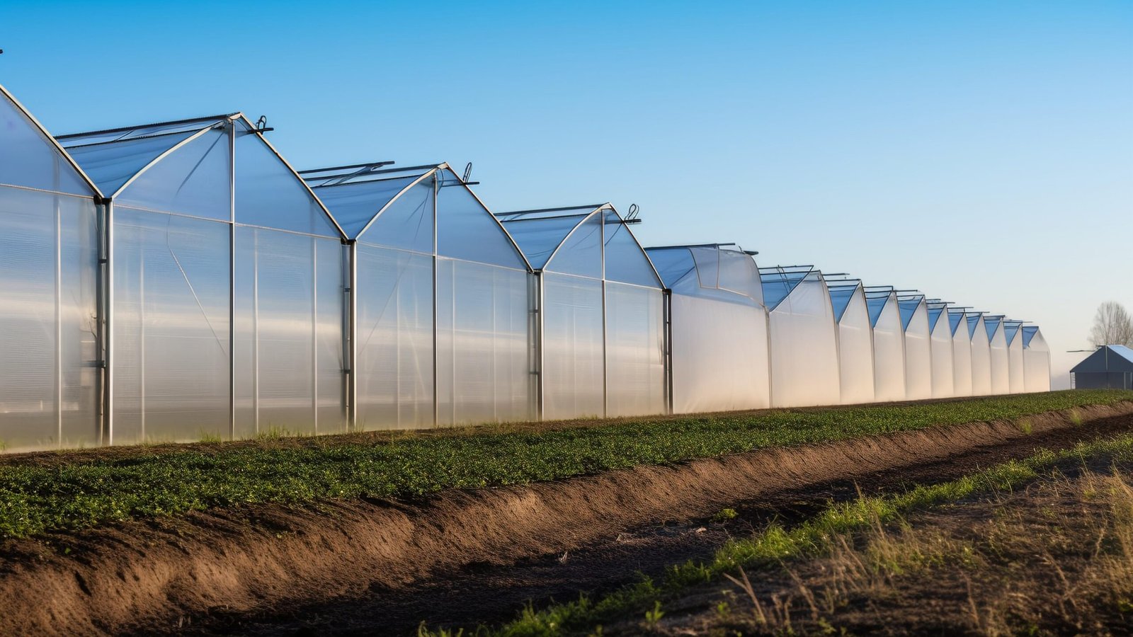 摄图网_600988046_田园风光下的一排温室(非企业商用)